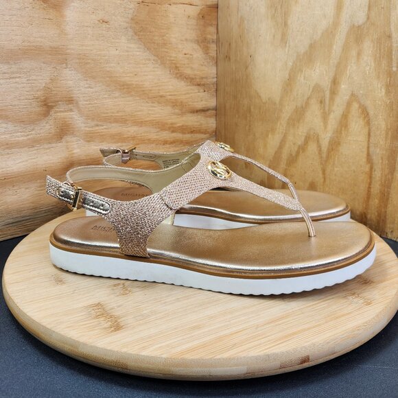 Michael Kors Judy Thong Slingback Rose Gold Glitter Sandals (Worn Twice) - Picture 1 of 9